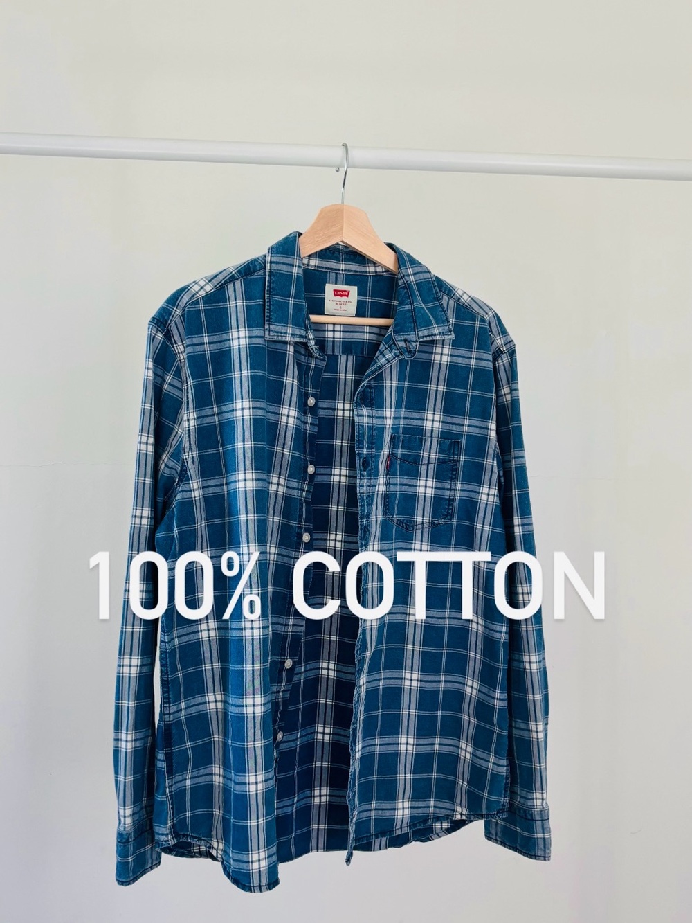 Levi’s Blue & White Check Button Down | 100% Cotton | Classic Shirt